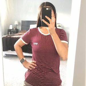 T-shirt red&while strips lightweight